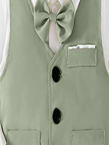 Baby Boy Casual Single-Breasted Vest And Suit Pants, Autumn - Green - View 3