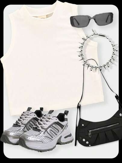 لباس علوي بدون أكتاف ورقبة دائرية للفتيات الصغيرات