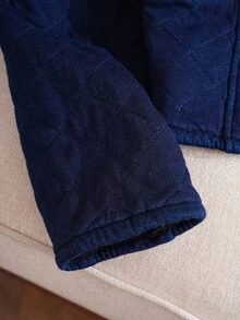 EMERY ROSE 女士圆领单排扣休闲牛仔夹克，秋季 - 中等水洗藍 - 查看 5