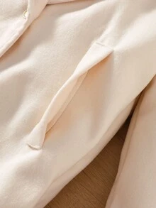 Áo khoác tay dài cài nút túi giả màu trắng dễ thương cho bé gái tuổi teen, thoải mái, mùa thu/đông - Màu be - Xem 7
