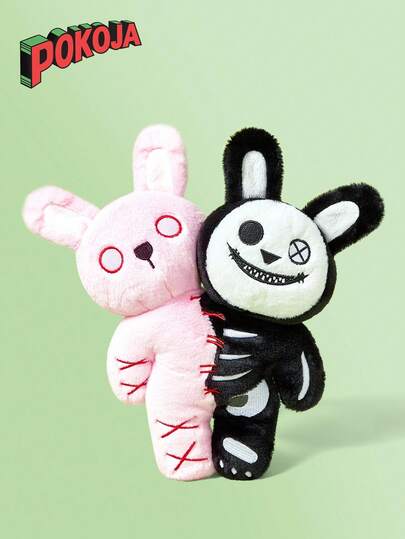 30cm/11.81in Halloween Double Headed Rabbit Plush Toy Halloween Long Ear Bunny Stuffed Animals Plushies Halloween Zombie Rabbit Plush Doll Halloween Skeleton Rabbit Toy Ideal Holiday Christmas Gift