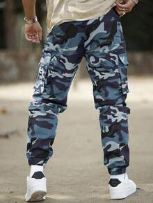 Manfinity Homme Herren Camouflage Muster Jogginghose mit Kordelzug Taille und Cargo Taschen, Herbst - Verschiedenfarbig - Übersicht 2