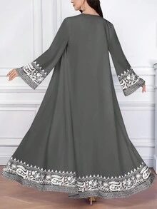 SHEIN Najma 花卉印花前开式长袍 - 彩色 - 查看 2