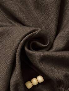 Elenzga Áo sơ mi nữ thắt eo kiểu quấn hạt cườm, Thu/Đông - màu nâu - Xem 5