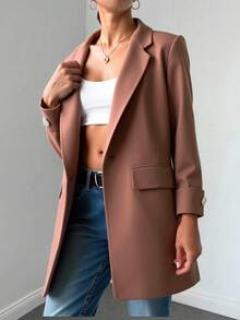 RueChic 女士彩圖插袋顯瘦西裝外套