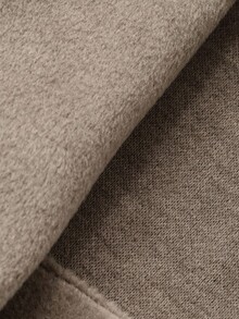 Dazy Plus Thick Woolen Fabric Solid Color Loose Casual Double-Breasted Belt Decor Long Coat, Plus Size Women Autumn/Winter Outerwear