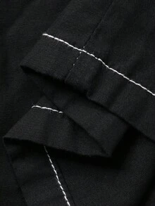 FRIFUL Women's Contrast Stitching Denim Bib Pants And Jumpsuit - Black - View 8