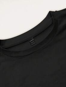 INAWLY Bộ 2 áo thun thêu hình trái tim và quần sọc thời trang mùa hè cho nữ - màu đen - Xem 3