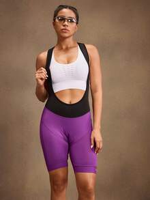 Powerista 女式休闲运动风格拼色字母印花骑行服 - 紫色 - 查看 3