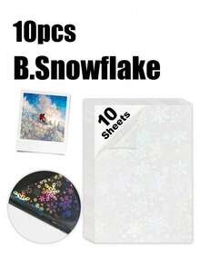10 张全息贴纸，透明 A4 乙烯基贴纸，自粘防水透明膜，带有心形、雪花图案，11.8 x 8.3 英寸，可用于保护书籍、照片、明信片等。 - 彩色 - 查看 12