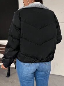SHEIN Frenchy Plus Size Women Winter Fashion Versatile Fleece Jacket - Black - View 8