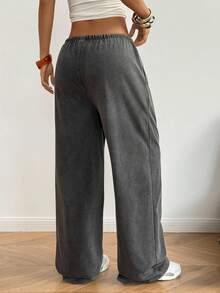 StreetHx Damen Streetwear einfarbige gewaschene und zerstörte Strickjogginghose