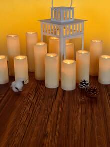 4/12入組防水LED蠟燭配遙控器和計時器，室外閃爍無火燭光，逼真電池柱狀蠟燭，適用於婚禮，萬聖節，聖誕節家居裝飾，4種尺寸可選擇 - 白色 - 查看 6