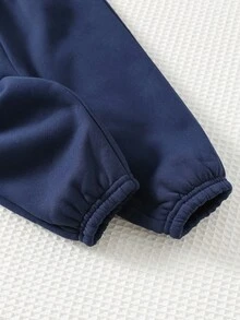 Cozy Pixies 2 pezzi/Set Tuta in maglia con fodera in pile per bimbo/bimba piccolo, maglione con grafica a lettere e pantaloni jogger in vita elastica, comoda per uso quotidiano, adatta per autunno/inverno, interno, esterno, sci, ritorno a scuola, quotidiano, sport, gioco, festa, festival, Ognissanti, Natale, Capodanno