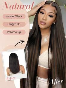 Seamless Clip Ins Seamless Clip In Hair Extensions, 7pcs 1B/6/1B Natural Black To Chestnut Brown Hair Extensions Clip In Human Hair Invisible PU Skin Weft Natural Remy Human Hair Extensions - S1B/6/1B - View 9