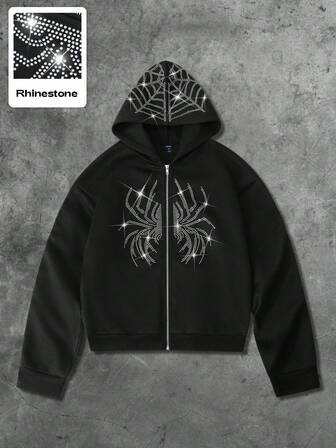 Street Life sweat-shirt à capuche streetwear pour hommes avec ornements de strass, automne/hiver