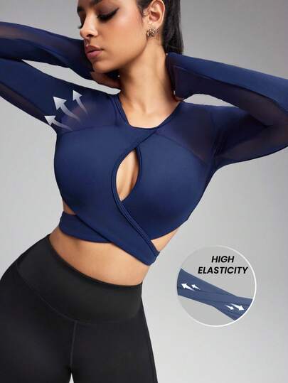 Innovista Woman Buttery Soft Sports Shirts Cross Straps Crop Gym Top With Breathable Mesh Yoga Pilates Athleisure Workout Patchwork Clothes Fall Moisture Wicking Daily Sexy Athletic HIIT Training Comfort Movement Cardio Running Cycling CrossFit Tennis Golf Match Paddleboard Outdoor Exercise Healthy Partywear Guidelines, Utilitarian Chic