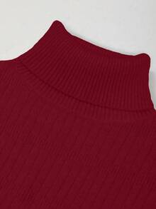 Franclia New Autumn/Winter Slim Fit Minimalist Turtleneck Knit Sweater For Women - Burgundy - View 7