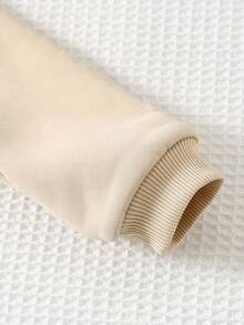 Cozy Pixies 2 pezzi Set di felpa con cappuccio a maniche lunghe e pantaloni lunghi con vita elastica, in maglia morbida con motivo a orsetto, per bambini e neonati, imbottitura termica, adatto per autunno/inverno