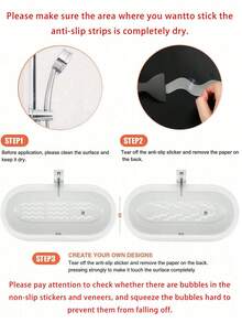 24pcs Anti Slip Shower Stickers Bathroom Anti-Slip Strip Peva Transparent Bathtub Anti-Slip Sticker Tape For Bathroom Tub Floor And Shower - Clear - View 5