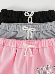 Sparklyn 3pcs/Set Girls Casual Loose Fit Letter Print Comfy Wide Leg Pants, Suitable For Spring/Autumn, Christmas - Multicolor - View 8