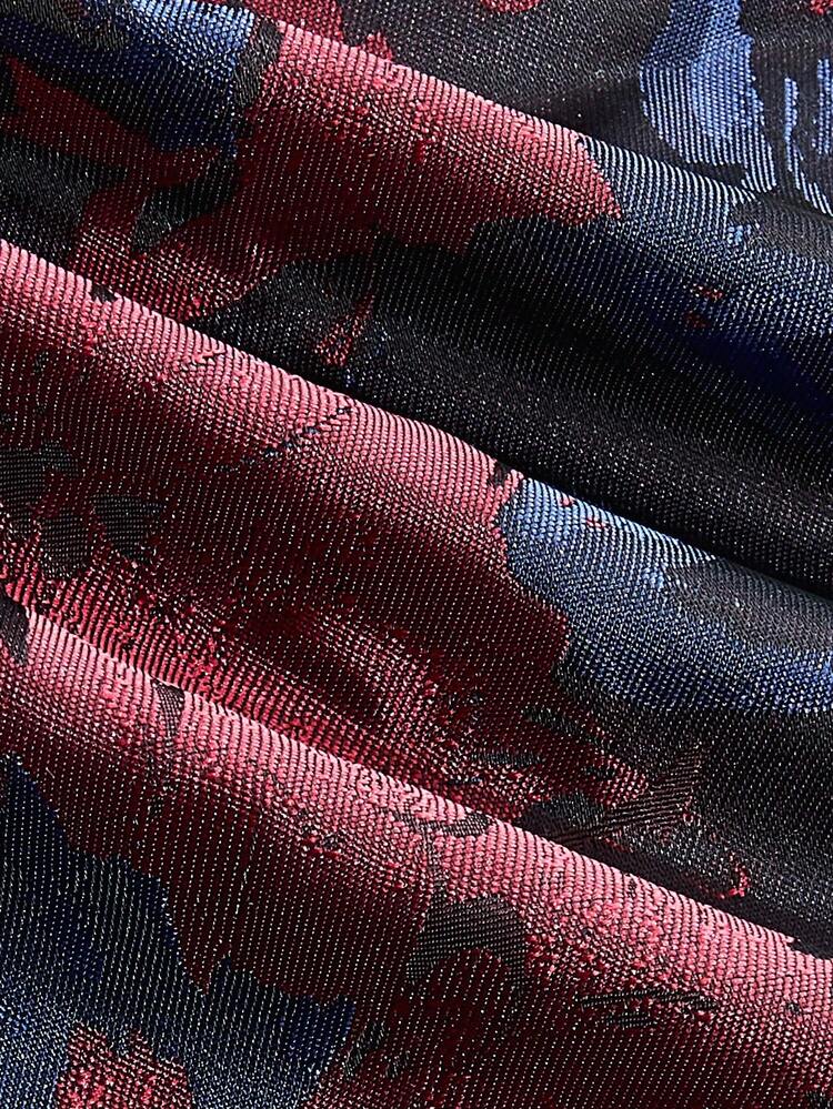 Autumn Vintage Floral Jacquard Mini Skirt In Red And Navy Fall Women Clothes Spring Summer Party Skirt Office Outfits