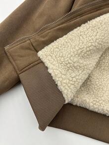 PAVTROS Men's Faux Shearling Lined Thermal Lined Jacket, Warm Collar Coat, Going Out Long Sleeve Jacket, For Friends, Husband, Boyfriend Gifts - Brown - View 7