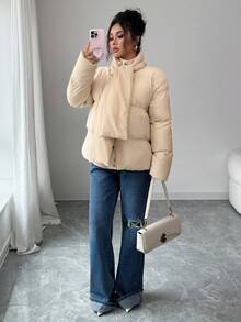 Elenzga Bufanda de cuello alto de ajuste regular para mujer, otoño/invierno - Albaricoque - Ver 3