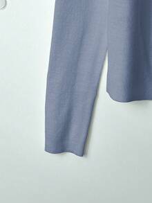 GlowEve Fashionable Minimalist Contrast Color Trim Cardigan, Versatile - Baby Blue - View 5