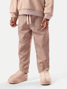 SUMWON Cotton Kids Orange Soda Print Sweatshirt And Striped Pants Set Classic Retro Beverage Design Casual Wear Outfit For Children - Khaki - View 4