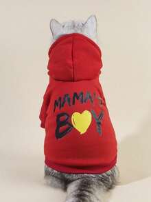 PETSIN 1 pieza Sudadera grande roja con estampado "Mama's Boy" para mascotas - Rojo - Ver 1