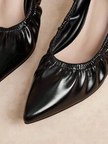Rosivie Women's Pointed Toe Pleated Fashion Daily Commute High Heel Pumps - Black - View 7