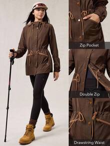 OutZeal 女式无 PFC 防水抽绳腰部拉链口袋户外外套徒步露营秋冬