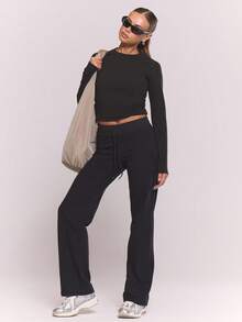 Musera Sport Sport Fitted Long Sleeve Top Winter Active Sport Gym Workout Lounge - Black - View 5