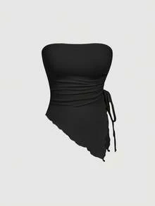 SHEIN MOD 3pcs Women Drawstring Design Ruched Fashionable Tube Top, Halloween Costumes, Vacation Women, 2000s , Costume - Multicolor - View 10