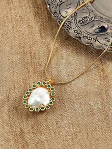 Glisma 女士时尚绿色吊坠项链，适合日常佩戴、派对、夜店、购物等场合，优雅、可爱、奢华，镶嵌锆石、水钻，西式珠宝，复古风格，百搭服饰，魅力项链，宝石，送给妈妈/女士/女孩/母亲，高端品质，适合夏季/海滩/舞会等场合，多层设计，宝石/串珠/水晶，魅力十足/粗款 - 綠色 - 查看 1