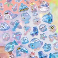 1Pc/2PCS 3D Embossed Stickers - Cute Cat, Dinosaur, Rabbit, Penguin Cartoon Animal Decorative Stickers, DIY Scrapbooking Material