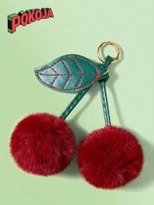 POKOJA LAND 1 件可爱樱桃钥匙扣蓬松毛绒可爱樱桃背包饰物时尚优雅装饰钥匙扣包挂件饰品带金属挂扣小巧轻便易于携带易于悬挂可轻松悬挂在车钥匙、手提包、背包、钱包和其他物品上适合任何场合，如约会、婚礼、购物、办公室、汽车、家居等是送给朋友、妻子、家人、同学、女士和女孩生日、假期或派对的理想礼物选择。礼品配饰装饰汽车配饰女士钥匙扣饰物樱桃饰物樱桃包饰学校用品教师礼物返校教师配饰樱桃钥匙扣毛绒钥匙扣 - 酒紅色 - 查看 2