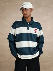 STYNVO Camisa polo casual de hombre con rayas de contraste, otoño - Multicolor - Ver 5