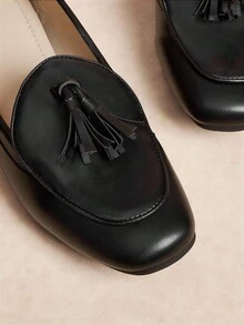 Rosivie Giày ba lê kim loại khóa chéo màu xanh satin dễ thương mới cho nữ mùa xuân, giày bệt nữ thanh lịch ngọt ngào cỡ lớn - màu đen - Xem 7