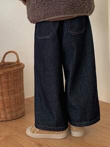 DAZY Young Boys Dark Wash Everyday Casual Denim Jeans Long Straight Leg Pants With Zipper Details - Dark Wash - View 4