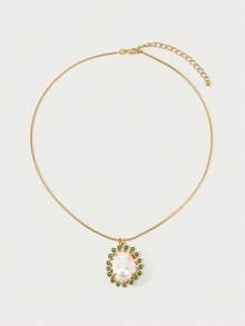 Glisma 女士时尚绿色吊坠项链，适合日常佩戴、派对、夜店、购物等场合，优雅、可爱、奢华，镶嵌锆石、水钻，西式珠宝，复古风格，百搭服饰，魅力项链，宝石，送给妈妈/女士/女孩/母亲，高端品质，适合夏季/海滩/舞会等场合，多层设计，宝石/串珠/水晶，魅力十足/粗款 - 綠色 - 查看 2