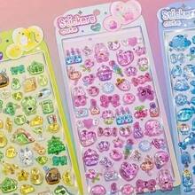 1Pc/2PCS 3D Embossed Stickers - Cute Cat, Dinosaur, Rabbit, Penguin Cartoon Animal Decorative Stickers, DIY Scrapbooking Material