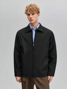 OFFICEAU 1pc Men's Casual Turndown Collar Jacket, Business Gentleman Casual Jacket Top For Spring & Autumn, Business Formal Style, Old Money