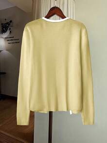GlowEve 女士长袖新款欧美风百搭简约时尚针织开衫 - 淡黃色 - 查看 2