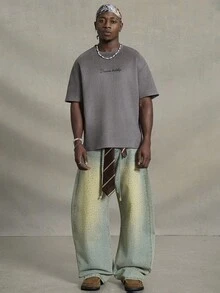 PAVTROS Áo thun nam tay ngắn in chữ cổ điển, quà tặng bạn trai, khi đi chơi - Xám - Xem 3