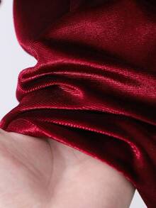 Glamorique Kids Mädchen Vintage elegantes Samt-Perlen-Dekor Ausschnitt rundhals Puffärmel Taille hoch A-Linie Midi-Kleid