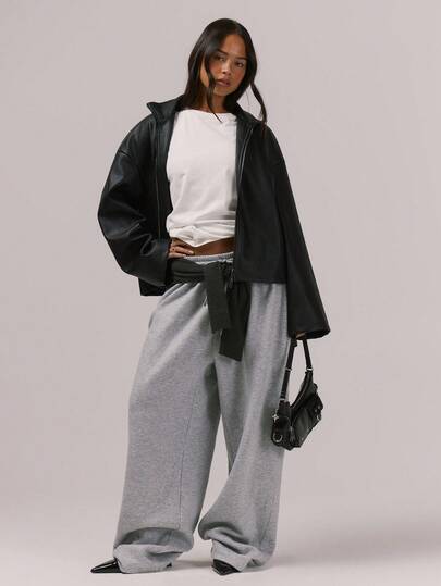 MUSERA Oversized High Neck Faux Leather Full Zip Up Jacket Night Out Winter Outerwear Spring Vacation
