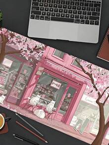 Tấm lót chuột cỡ lớn họa tiết hoa anh đào màu hồng, miếng lót bàn hình mèo anime dễ thương có đế cao su chống trượt, miếng lót bàn chơi game có viền khâu cho PC Gaming - Nhiều màu - Xem 7