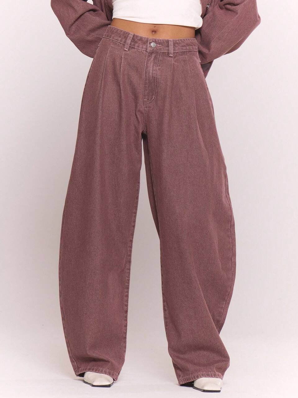 Barrel Pleat Washed Denim Jeans Y2k Cool Girl Streetstyle Everyday Casual Fall Autumn Winter Cute Cosy Casual Spring Summer